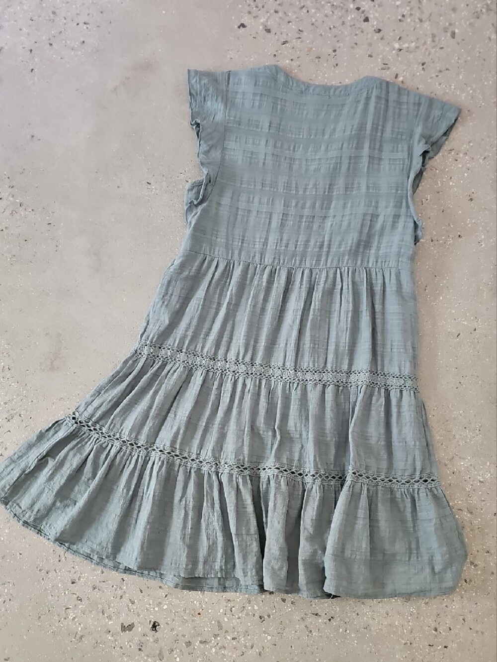 Knox Rose Womens' Light Blue Tiered Cotton Dress with Lace Trim Size Small - Picture 3 of 3